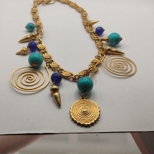 Deja Designs Vintage Gold Tone Charm Necklace...