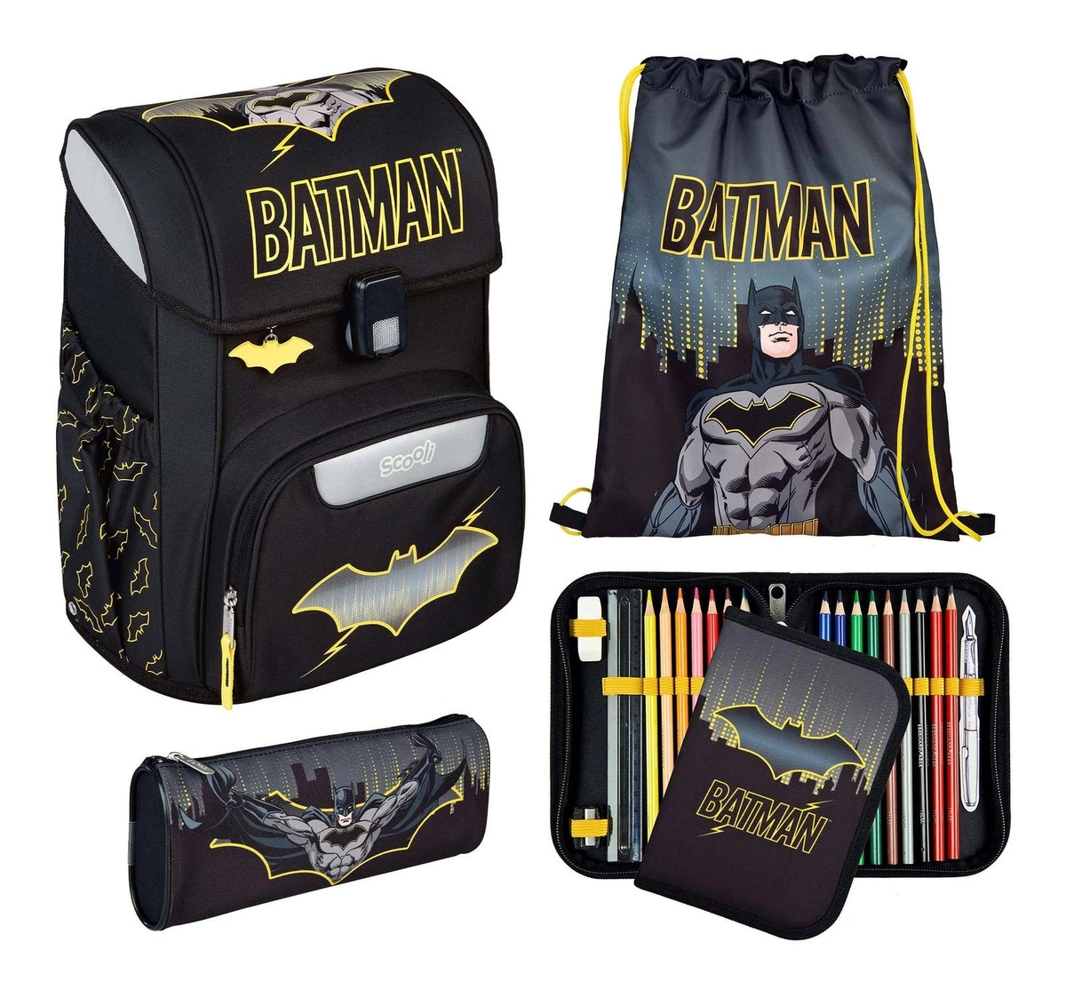 Sac à Dos Enfant Batman – Léger, Noir Et Jaune – Neuf Avec étiquettes
