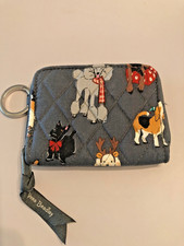 Vera Bradley Holiday Dogs Printed Iconic Zip ID Case Pouch Wallet
