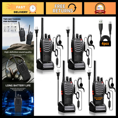 Long Range Rechargeable Walkie Talkies - 16 Channel Two-Way Radios with Earpiece