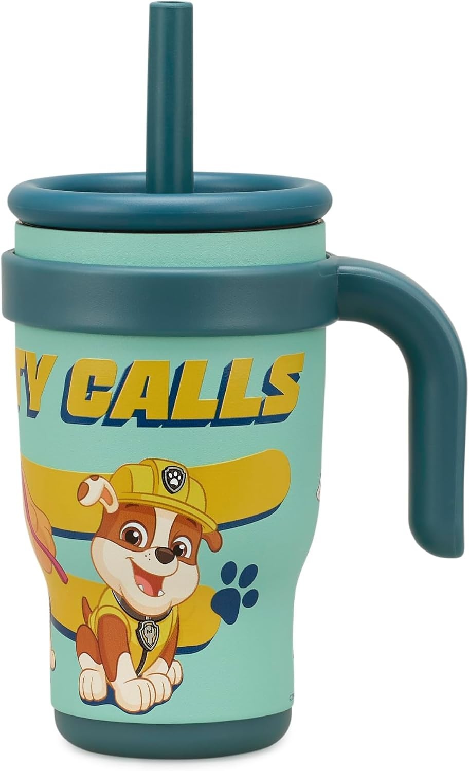 Paw Patrol Kids Stainless Steel Blue Water Bottle Tumbler with Straw 420ml, 2Y+