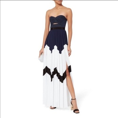 NEW Self Portrait Pleated Bandeau Crepe Maxi Dress Sz 0 | eBay