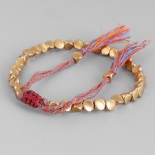 Handmade Tibetan Buddhist Bracelets On Hand Braided Copper Beads Lucky Rope Brac