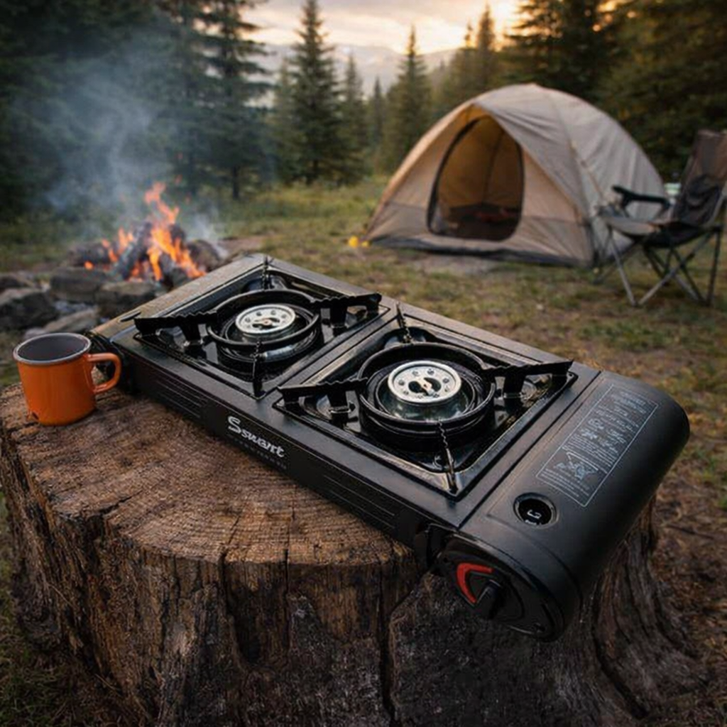 Portable Camping Gas Stove Double Burner (Outdoor Cooker BBQ Butane)