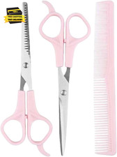 Pink Stainless Steel Hair Cutting Shears Set - 6.7Inch Shear, Thinning Scissor,