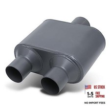 Dual Universal Muffler - 2.5 Inside Inlet 2.25 Outlet - Single Chamber