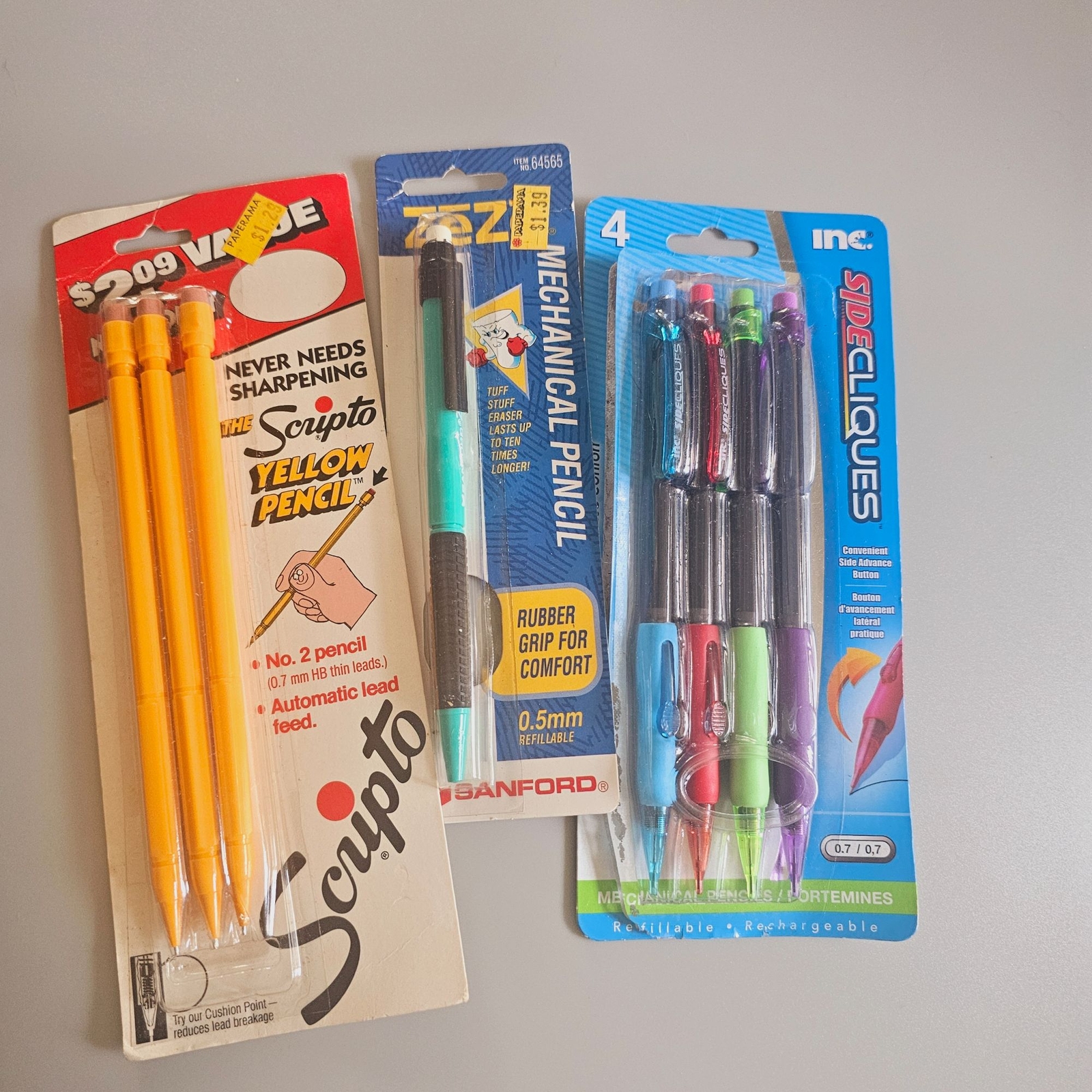 Mechanical Pencils Lot Scripto Side Rubber Grip Sanford Zeze 5mm 7mm Japan USA-image