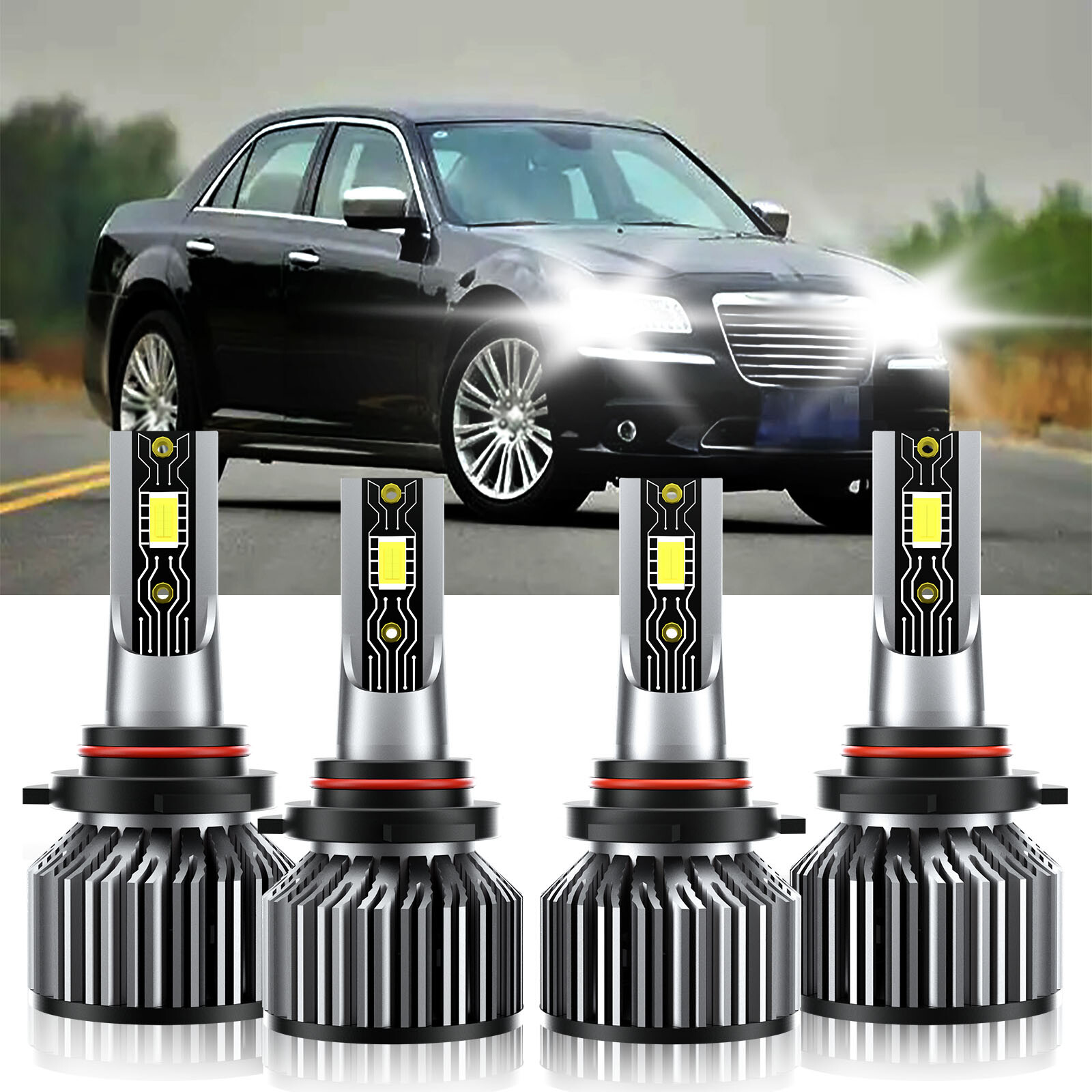 For Chrysler 200 2016-2017 4x 9005 9005 LED Headlight High Low Beam Bright Bulbs