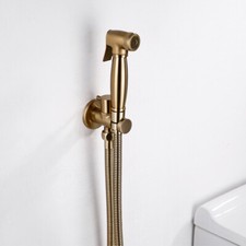 Brushed Gold Bidet Spray Brass Shower Sprayer Set Toilet Shattaf Sprayer Douche