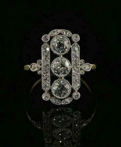 Antiker Art Deco 2,60 ct weißer Diamant Vintage Verlobungsring 14K Weißgold FN - Bild 1 von 3