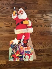 Vintage MCM Coca Cola Santa Elves Sign Store Display Stand