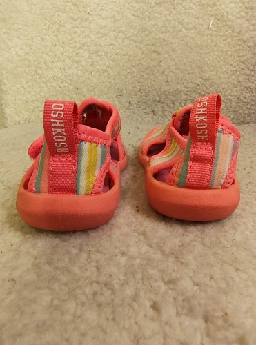 Oshkosh Bgosh Baby Girls Sandals 7M Pink Fabric Stretch Comfort Flat Shoes - Picture 17 of 20