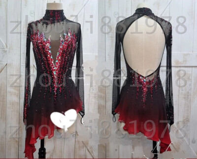 Figure Skating Dress Women's Girls' Ice Skating Dress red dyeing