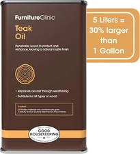 Teak Oil | 10X More Teak Oil | 170Fl Oz / 5 Liter | Wood Oil Protects & Cleans O