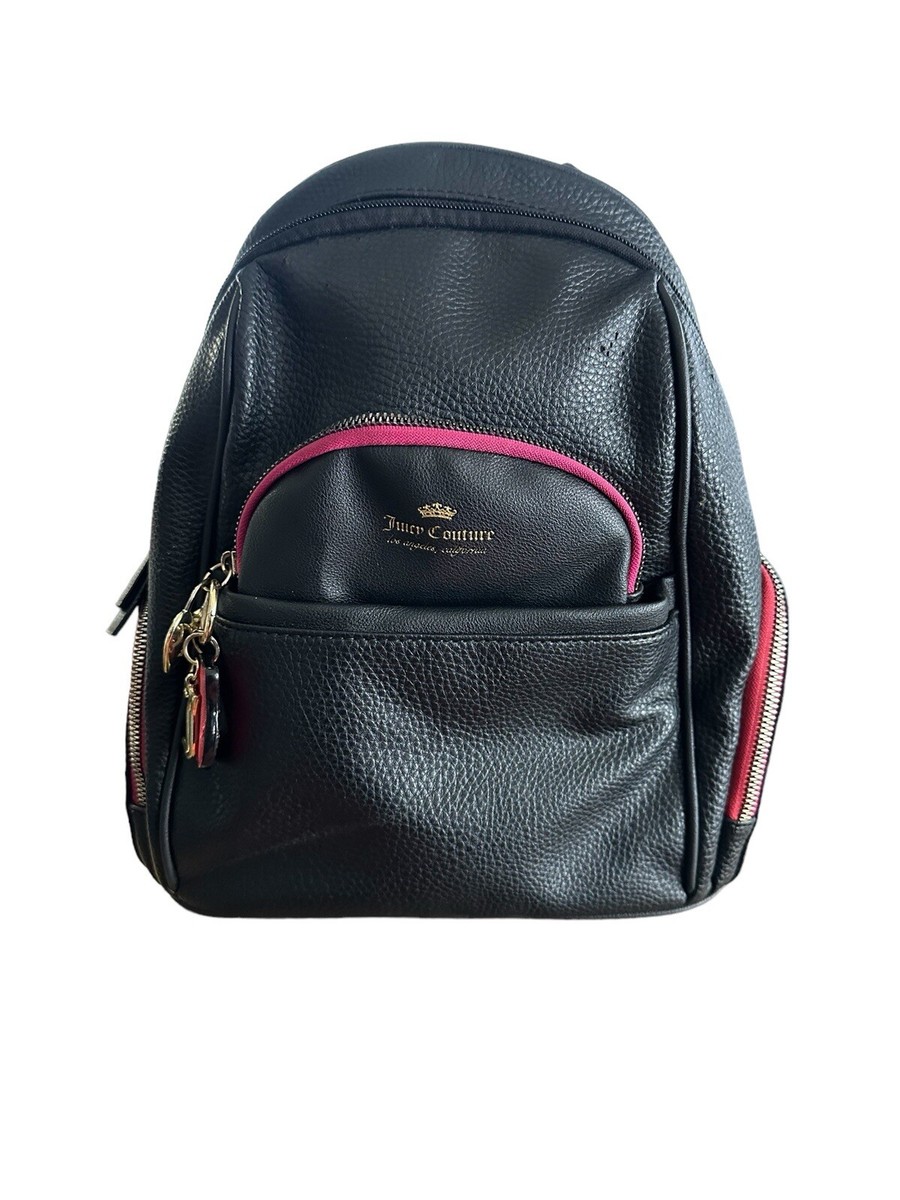Juicy Couture Pleather Backpack Black Logo Zippers Pockets New without Tags Juicy Couture Small backpack $65 Now available in store main image 4