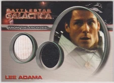 2009 BATTLESTAR GALACTICA 4 JAMIE BAMBER AS LEE ADAMA DOUBLE COSTUME CARD DC9