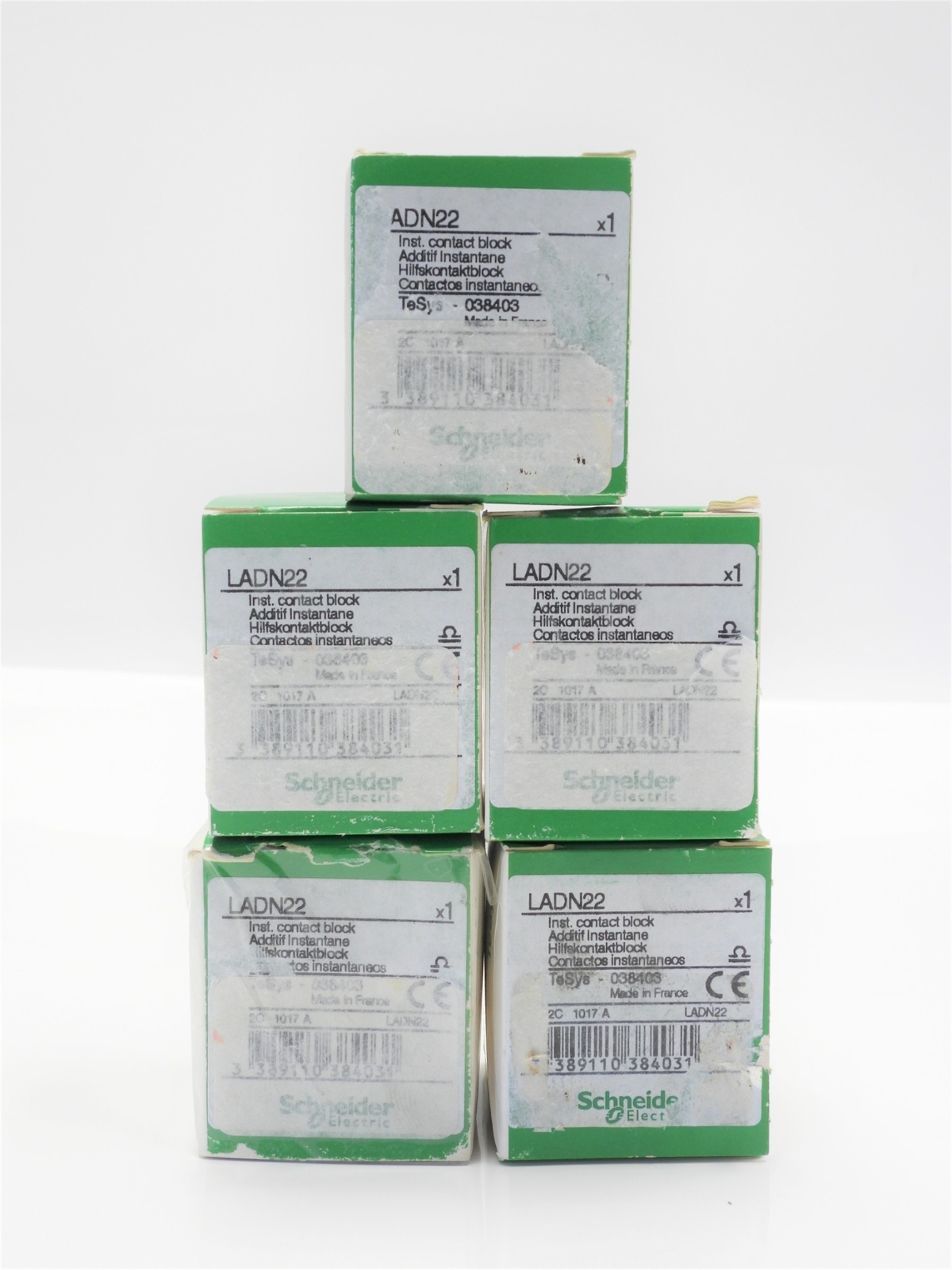(LOT of 5) GENUINE Schneider LADN22 Contact Block 2NO 2NC