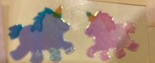 Vintage 1980 s Sandylion blue and pink unicorns stickers. pearly iridescent