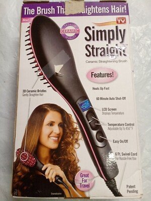 SIMPLY STRAIGHT Ceramic Hair Straightening Brush (BLACK & RED) | eBay