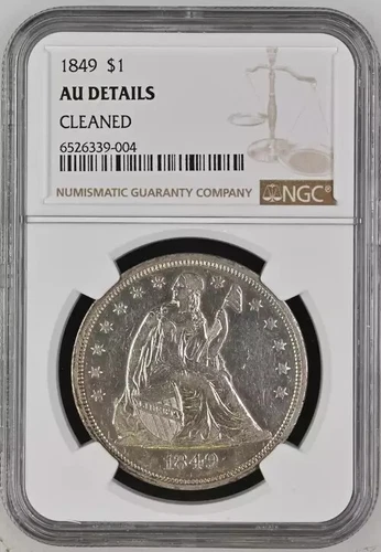 1849 Seated Liberty Silver Dollar NGC Certified AU Rare Coin Date 9004
