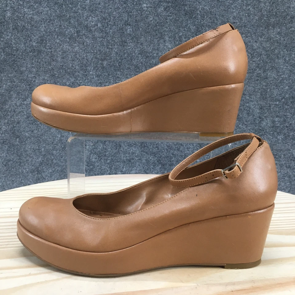 BCBGirls Tacones Mujer 8.5 B Plataforma Marrón Correa al Tobillo Punta Redonda Tacones de Cuña Foto 2 de 4