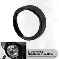 7" Headlight Visor Black Trim Ring For Harley Touring FLHT FLHX 14-23 FLHR 94-23