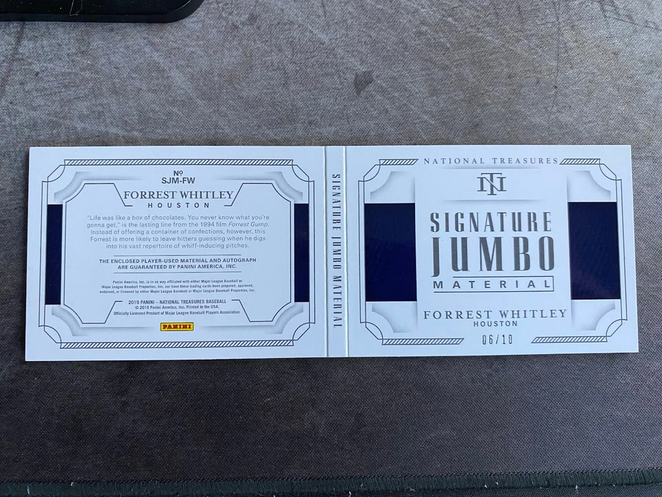 * FORREST WHITLEY 2019 NATIONAL TREASURES BOOKLET AUTO JERSEY PATCH RC # 10 🔥 - Image 2 of 2
