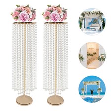 2X Large Gold Crystal Vases Centerpieces Flower Stand Wedding Centerpieces Decor