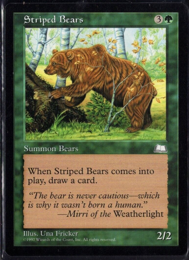 Striped Bears 1997 Common Vintage Weatherlight Magic The Gathering Near Mint
