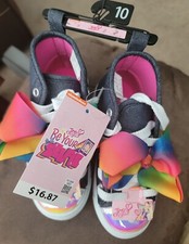 Nickelodeon JoJo Siwa Rainbow Bow Glitter Denim Shoes High Top Girls Size 10