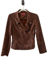 Marrakech Leopard Print Moto Jacket Women's Brown Black Size Xs
