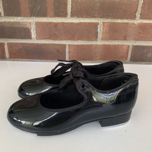 Capezio Girls Jr. Tyette tap dance shoes Flats Black Patent Big Girls US 4 W NEW - Picture 5 of 9