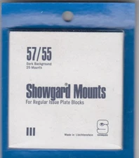 Showgard BLACK Quality Stamp Mounts 57x55mm Regular Issue US Blocks Pack of 25