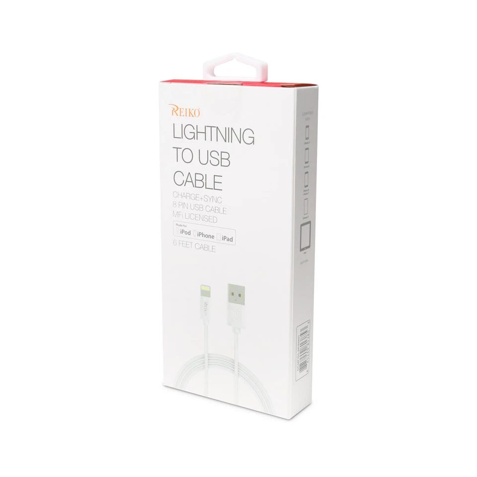 Cable de datos Reiko 6' certificado a USB 8 PIN iPod iPad iPhone 5 6 7 8 X Foto 3 de 3