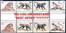 ZAMBIA 1985 PRIMATES gutter PAIRS MNH ** ANIMALS, MONKEYS