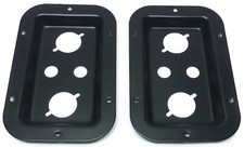 2 Two Black Metal Speaker Jack Plates for Speakon XLR Connectors 1/4" Jacks