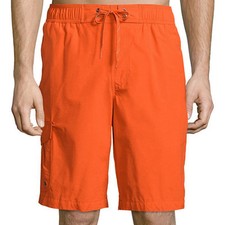 St. John's Bay Orange Solid Swim Trunks Size S, L New Msrp 42.00