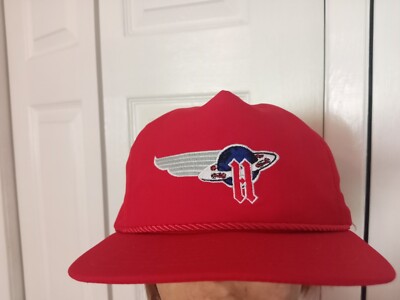 Vntage H Planet Saturn Ring Logo Hat Red Strapback Rope Baseball Cap Made in US