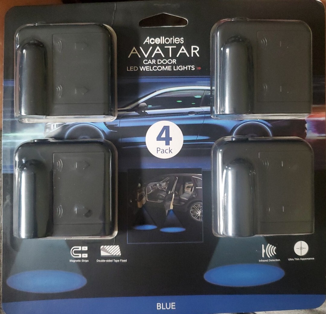 AVATAR car door LED lights 4 PACK BLUE Acellories NEW RARE