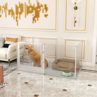 3 In 1 Pet Fence Tall Dog Whelping Playpen Box Clear Acrylic Kennel Crate w/ Pad 10