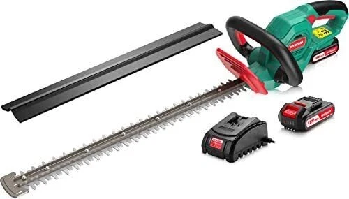 HYECHO Cordless Hedge Trimmer 18V 2.0Ah Battery Electric Hedge Cutter 45CM