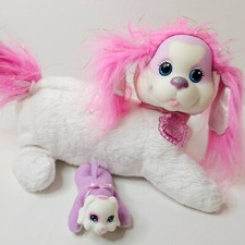 Puppy Surprise White Pink Hair Dog Plush One Purple Puppy 2014 Stuffed Animal