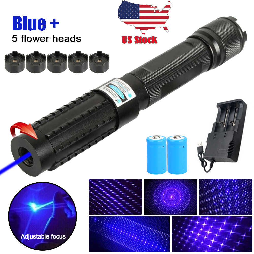 5 Watt High Power Blue Burning Laser Pointer Adjustable Visible Beam
