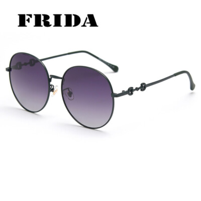 Women Big Round Black Gold Frame Sunglasses Men Gradient Polarized Sunglasses 