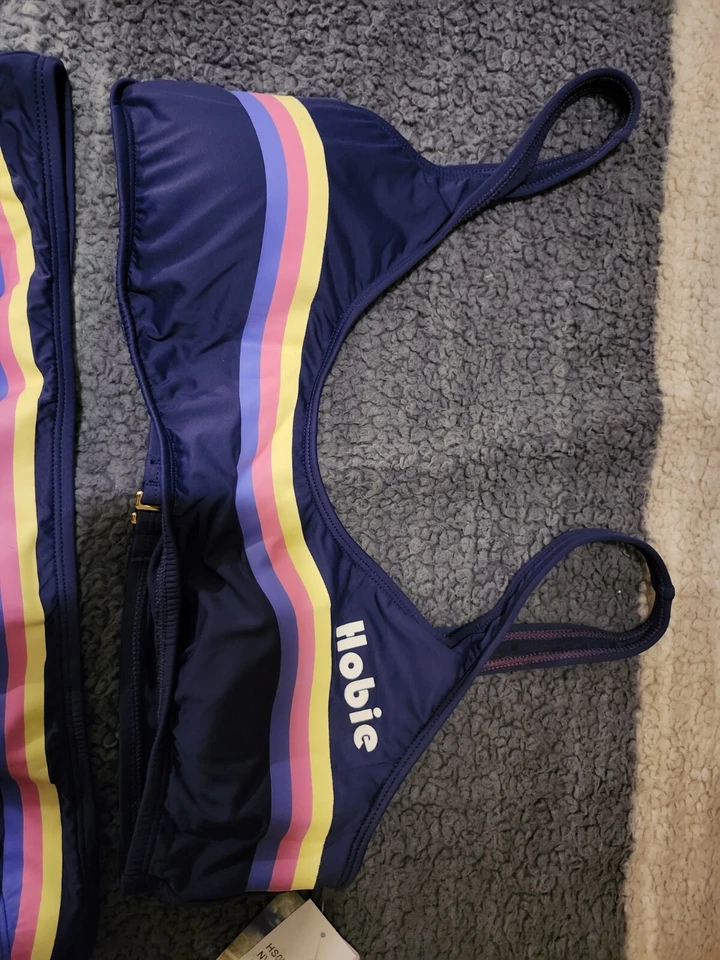 Conjunto de bikini Hobie azul marino patrón de rayas lisas, XXL NUEVO CON ETIQUETAS, venta al por menor $78 Foto 4 de 4