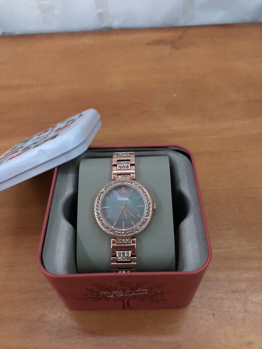 FOSSIL Ladies Karli Three Hand Rose Gold Tone Stainless Steel