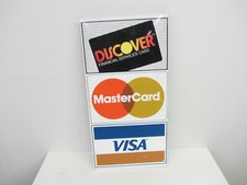 Vintage Metal Visa & Mastercard & Discover Credit Card Double Sided Flange Sign