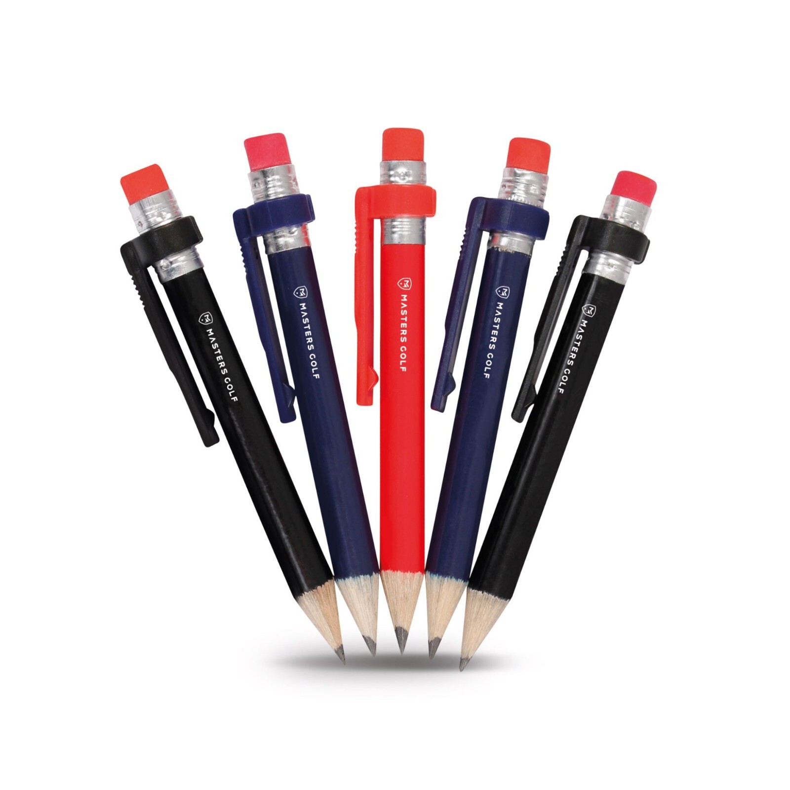 MASTERS GOLF PENCILS X 5 +RUBBER ERASER & SCORE CARD CLIP / GOLF PENCIL X 5 PACK