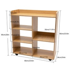 Filing Cabinet, Storage Shelf, Mobile Printer Stand Rubberwood