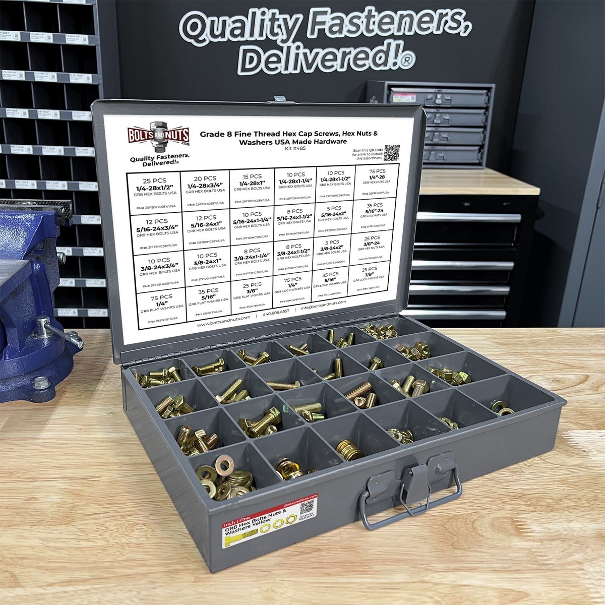 Boltshardware store フラットバー他 USA Made Grade 8 Hex Bolts Nuts Washers Assortment Kit FINE THREAD